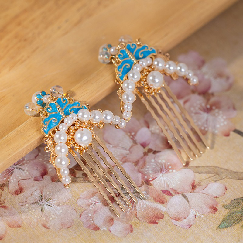 Ming-Dynasty-Hanfu-Hairpin-Ladies-Pearl-Hair-Comb-2 Ming Dynasty Hanfu Hairpin Ladies Pearl Hair Comb