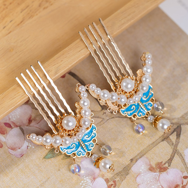 Ming-Dynasty-Hanfu-Hairpin-Ladies-Pearl-Hair-Comb-3 Ming Dynasty Hanfu Hairpin Ladies Pearl Hair Comb