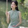 Summer-Green-Ladies-Cheongsam-Sleeveless-Elegant-Vintage-Dresses-4 Summer Green Ladies Cheongsam Sleeveless Elegant Vintage Dresses