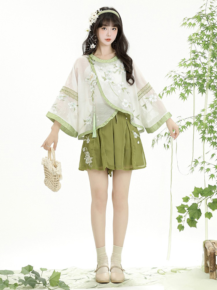 Summer Women Song Dynasty Round Neck Hanfu Daily Shorts Songku