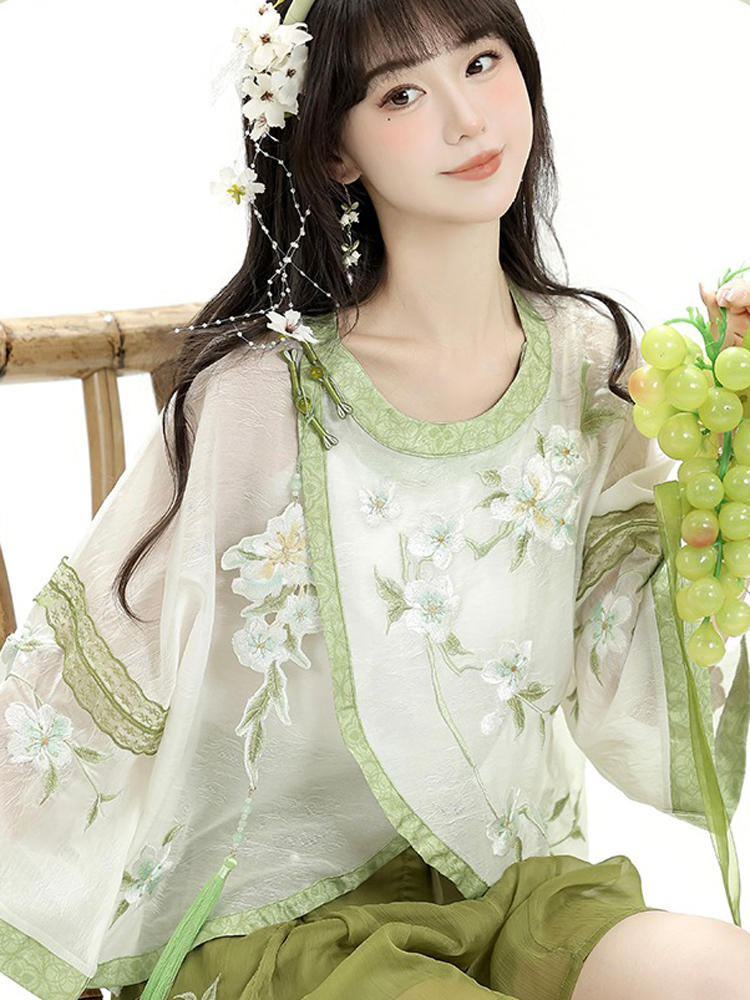 Summer Women Song Dynasty Round Neck Hanfu Daily Shorts Songku