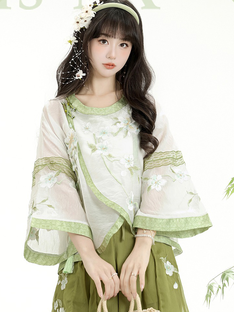 Summer Women Song Dynasty Round Neck Hanfu Daily Shorts Songku