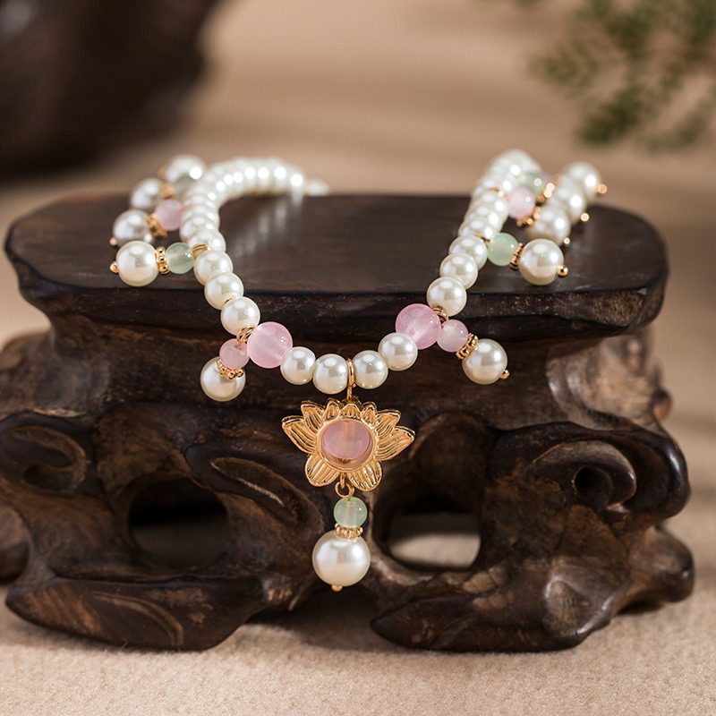 Women-Lotus-Necklace-Simple-Summer-Vintage-Accessories-1 Women Lotus Necklace Simple Summer Vintage Accessories