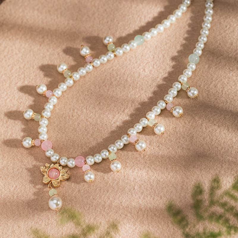 Women-Lotus-Necklace-Simple-Summer-Vintage-Accessories-2 Women Lotus Necklace Simple Summer Vintage Accessories