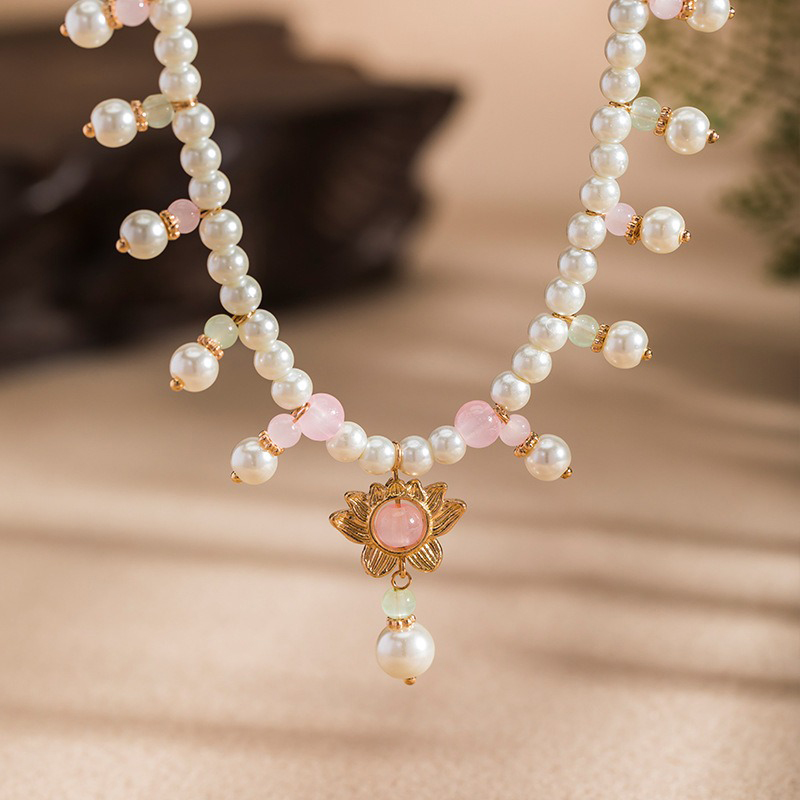 Women-Lotus-Necklace-Simple-Summer-Vintage-Accessories-4 Women Lotus Necklace Simple Summer Vintage Accessories