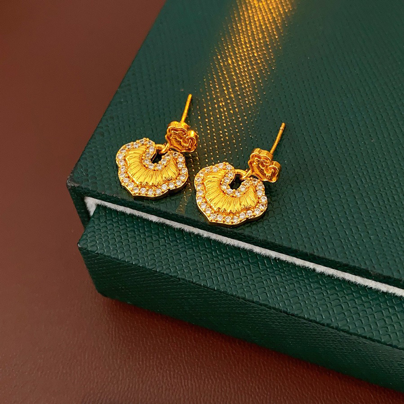 Auspicious-Clouds-Good-Fortune-Lock-Ear-Studs-Women-Niche-Cheongsam-Earrings-3 Auspicious Clouds Good Fortune Lock Ear Studs Women Niche Cheongsam Earrings