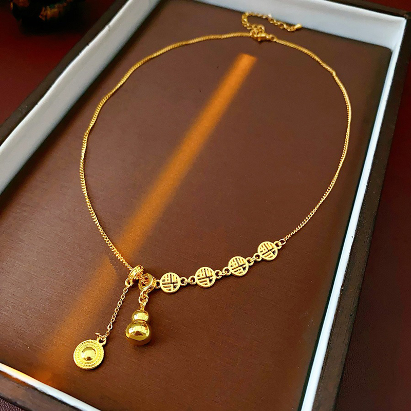 Fortune-Character-Gourd-Necklace-Vintage-Collarbone-Chain-1 Fortune Character Gourd Necklace Vintage Collarbone Chain