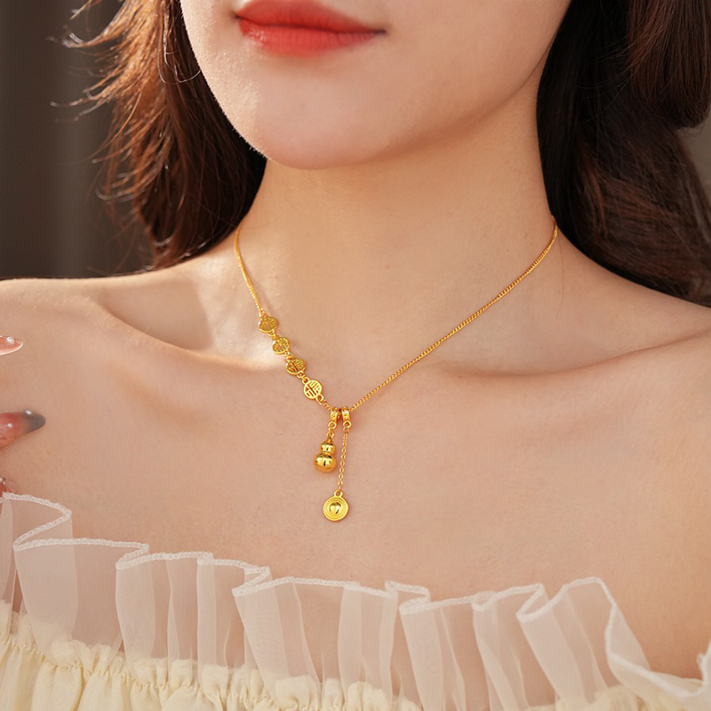 Fortune-Character-Gourd-Necklace-Vintage-Collarbone-Chain-4 Fortune Character Gourd Necklace Vintage Collarbone Chain