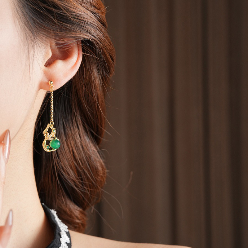 Gourd-Tassel-Earrings-Vintage-Green-Cheongsam-Accessories-4 Gourd Tassel Earrings Vintage Green Cheongsam Accessories