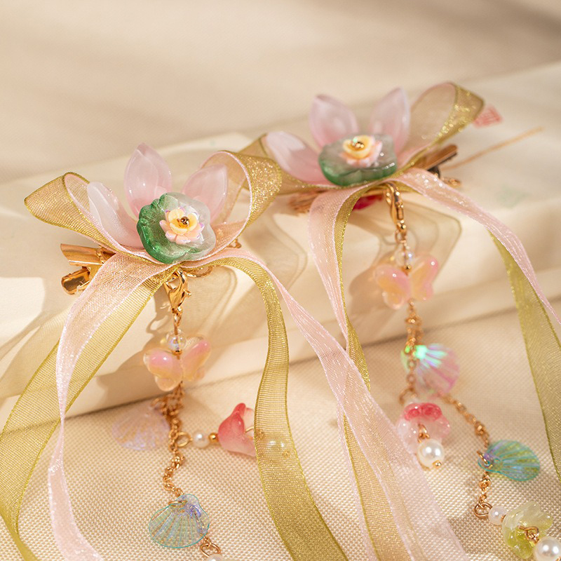 Lotus-Flower-Hair-Clip-Long-Tassel-New-Summer-Hanfu-Matching-1 Lotus Ribbon