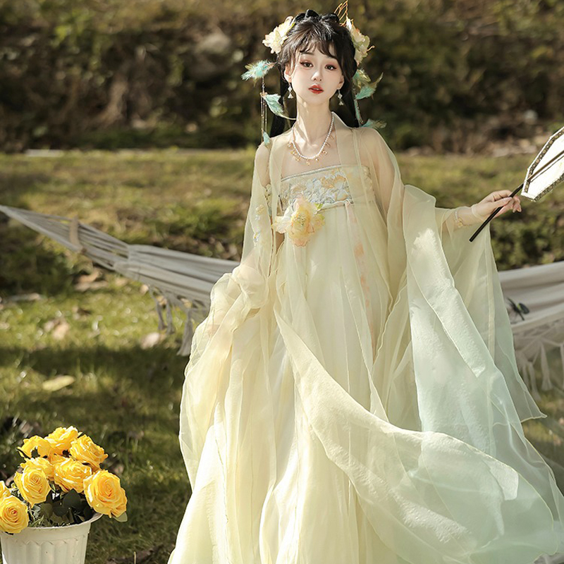 Tang-Dynasty-Hezi-Qun-Women-Wide-Sleeved-Elegant-Summer-Skirt-3 Tang Dynasty Hezi Qun Women Wide-Sleeved Elegant Summer Skirt