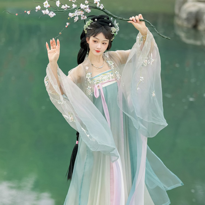 Tang-Dynasty-Ladies-Fairy-Hanfu-Summer-Pretty-Sets-1 Tang Dynasty Ladies Fairy Hanfu Summer Pretty Sets