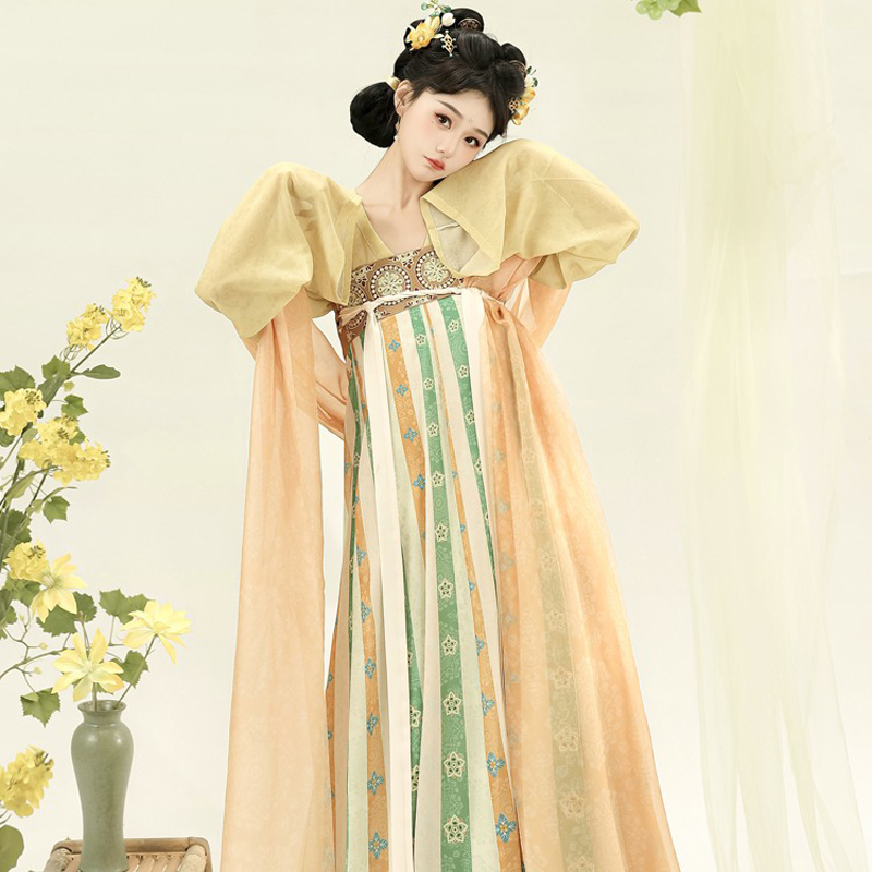 Women-Qixiong-Shanqun-Yellow-Vintage-Elegant-Skirt-2 Women Qixiong Shanqun Yellow Vintage Elegant Skirt