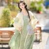 Fashion-Ladies-Hanfu-Summer-Green-Dress-with-Bubble-Sleeve-2 Fashion Ladies Hanfu Summer Green Dress with Bubble Sleeve
