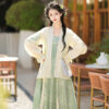 Fashion-Ladies-Hanfu-Summer-Green-Dress-with-Bubble-Sleeve-3 Fashion Ladies Hanfu Summer Green Dress with Bubble Sleeve