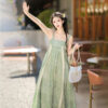 Fashion-Ladies-Hanfu-Summer-Green-Dress-with-Bubble-Sleeve-4 Fashion Ladies Hanfu Summer Green Dress with Bubble Sleeve