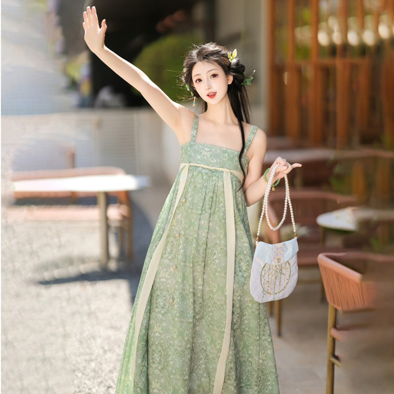 Fashion-Ladies-Hanfu-Summer-Green-Dress-with-Bubble-Sleeve-4 Fashion Ladies Hanfu Summer Green Dress with Bubble Sleeve
