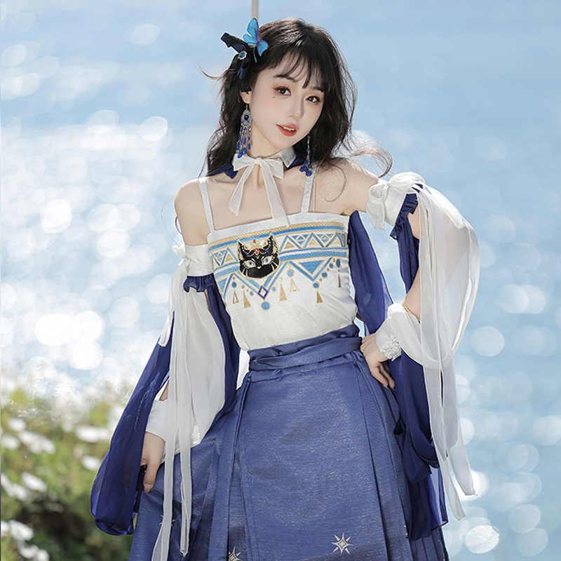 Fashionable-Hanfu-Ming-Dynasty-Mamian-Skirt-Unique-Niche-Clothing-for-Summer-4 Fashionable Hanfu Ming Dynasty Mamian Skirt Unique Niche Clothing for Summer