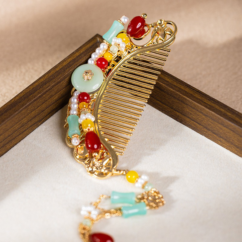 Hanfu-Hair-Accessories-Handmade-Velvet-Retro-Elegant-Hairpin-2 Classical Hanfu Headwear Retro Comb Tang Dynasty Style