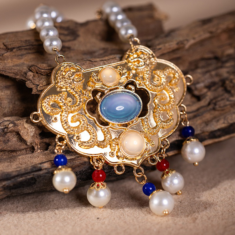 Hanfu-Necklace-Blue-Vintage-Yingluo-Pearl-Accessories-2 Hanfu Necklace Blue Vintage Yingluo Pearl Accessories