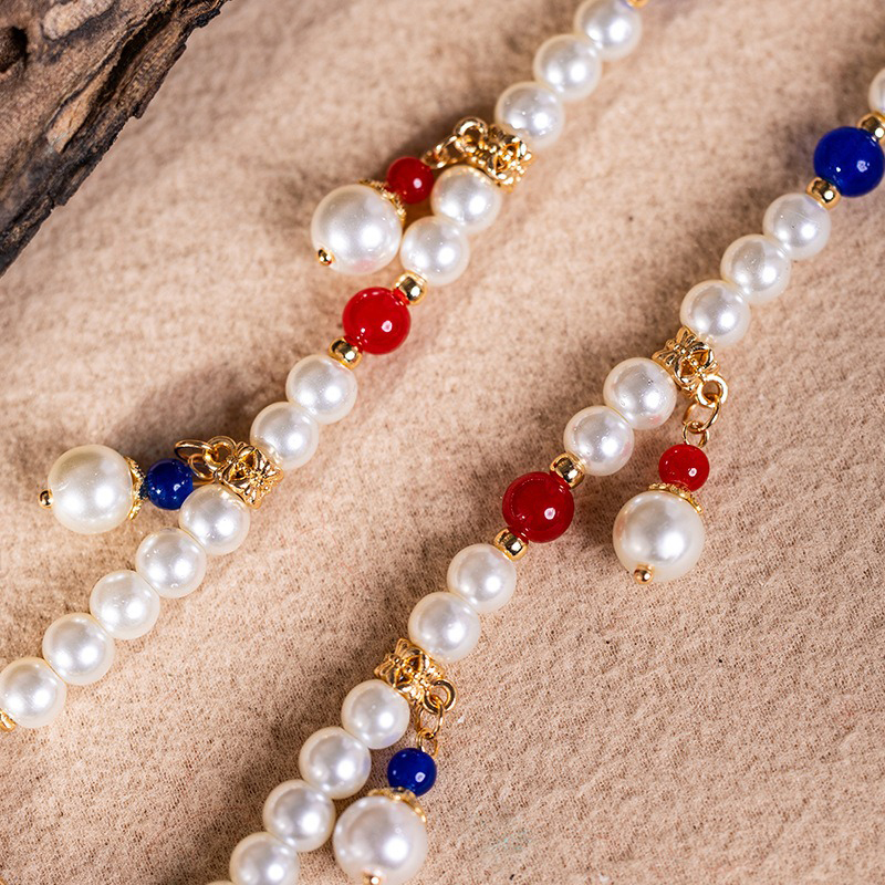 Hanfu-Necklace-Blue-Vintage-Yingluo-Pearl-Accessories-3 Hanfu Necklace Blue Vintage Yingluo Pearl Accessories