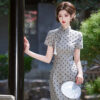 Ladies-Fashion-Cheongsam-Summer-Polka-Dot-Dress-Long-Qipao-3 Ladies Fashion Cheongsam Summer Polka Dot Dress Long Qipao
