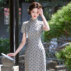 Ladies-Fashion-Cheongsam-Summer-Polka-Dot-Dress-Long-Qipao-4 Ladies Fashion Cheongsam Summer Polka Dot Dress Long Qipao