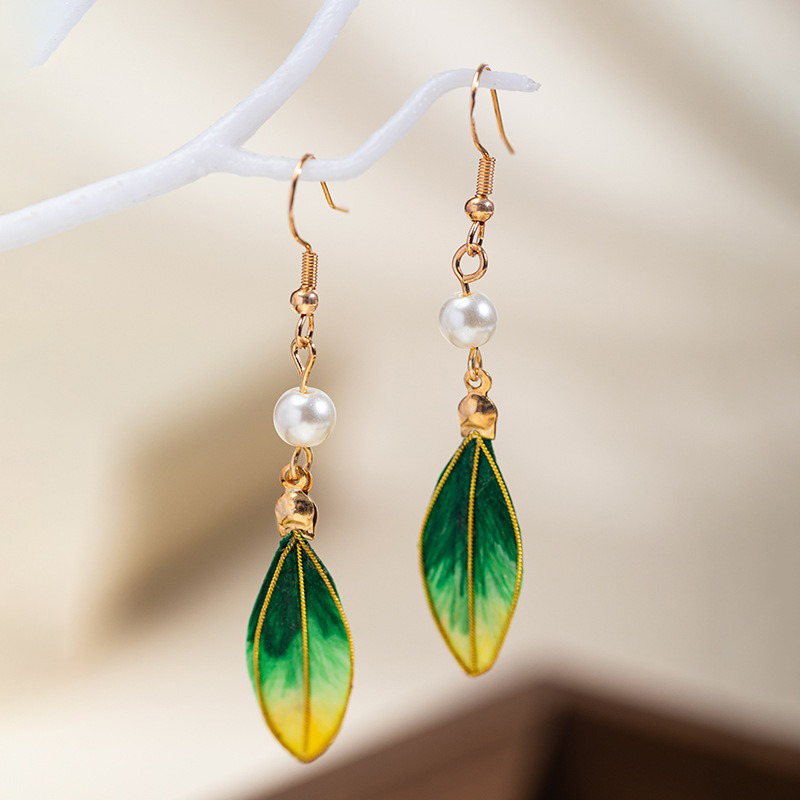 Silk-Chinese-style-Girl-Green-Earrings-Retro-Minimalist-Ear-Jewelry-1 Silk Bamboo
