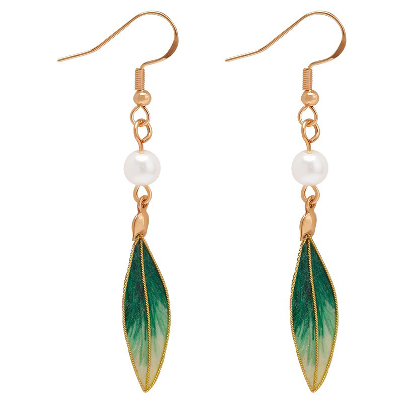Silk-Chinese-style-Girl-Green-Earrings-Retro-Minimalist-Ear-Jewelry-4 Silk Chinese-style Girl Green Earrings Retro Minimalist Ear Jewelry