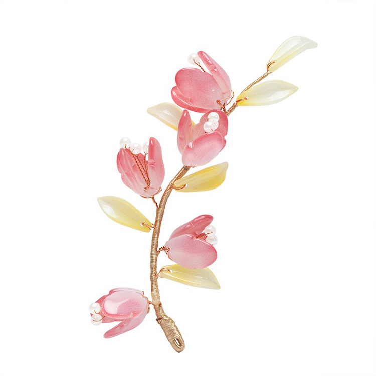 Summer Children Pink Peach Blossom Hairpin Performance Hair Accessory