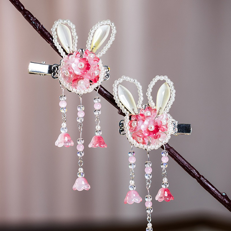 Summer-Children-Pink-Rabbit-Pearl-Cute-Hairpin-3 Summer Children Pink Rabbit Pearl Cute Hairpin