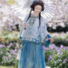 Summer-Women-Long-Sleeve-Ming-Hanfu-Embroidered-Pleated-Skirt-2 Summer Women Long Sleeve Ming Hanfu Embroidered Pleated Skirt