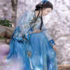 Summer-Women-Long-Sleeve-Ming-Hanfu-Embroidered-Pleated-Skirt-4 Summer Women Long Sleeve Ming Hanfu Embroidered Pleated Skirt