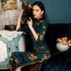 Women-Retro-Cheongsam-Fall-Half-sleeve-Qipao-Dresses-3 Women Retro Cheongsam Fall Half-sleeve Qipao Dresses