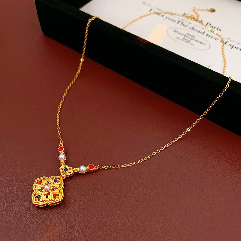 Women-Retro-Necklace-Chinese-Style-Flower-Pendant-Pearl-Jewelry-1 Peace Bloom