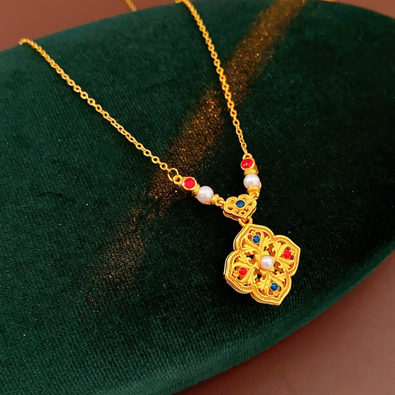 Women-Retro-Necklace-Chinese-Style-Flower-Pendant-Pearl-Jewelry-2 Women Retro Necklace Chinese Style Flower Pendant Pearl Jewelry