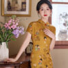 Women-Summer-Cheongsam-Yellow-2025-New-Girl-Senior-Sense-1 Women Summer Cheongsam Yellow 2025 New Girl Senior Sense