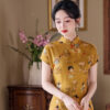 Women-Summer-Cheongsam-Yellow-2025-New-Girl-Senior-Sense-4 Women Summer Cheongsam Yellow 2025 New Girl Senior Sense