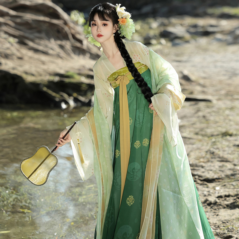 Women-Tang-Dynasty-Hanfu-Set-Qixiong-Shanqun-New-Summer-Green-Style-1 Tang Bloom