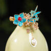 Hanfu-Earrings-Colorful-Silk-Retro-Cheongsam-Ear-Accessories-3 Hanfu Classical Haircilp Blue Exquisite Handmade Accessories