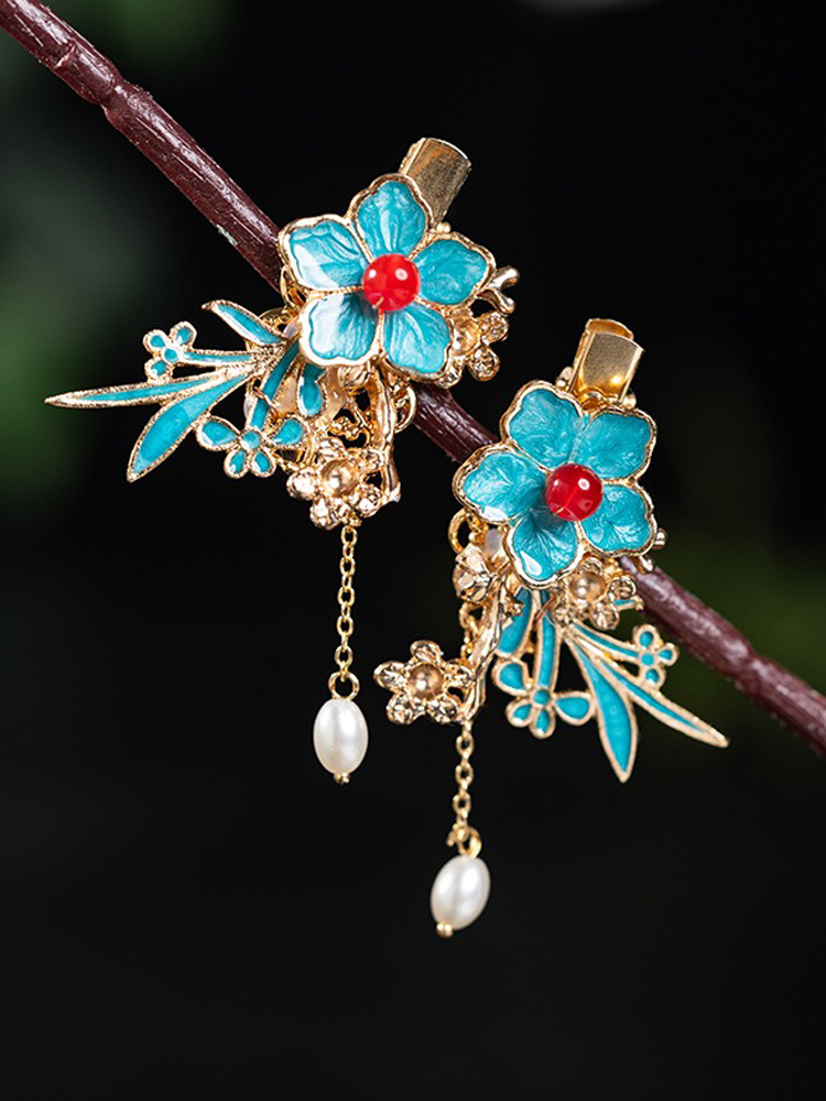 Hanfu Classical Haircilp Blue Exquisite Handmade Accessories