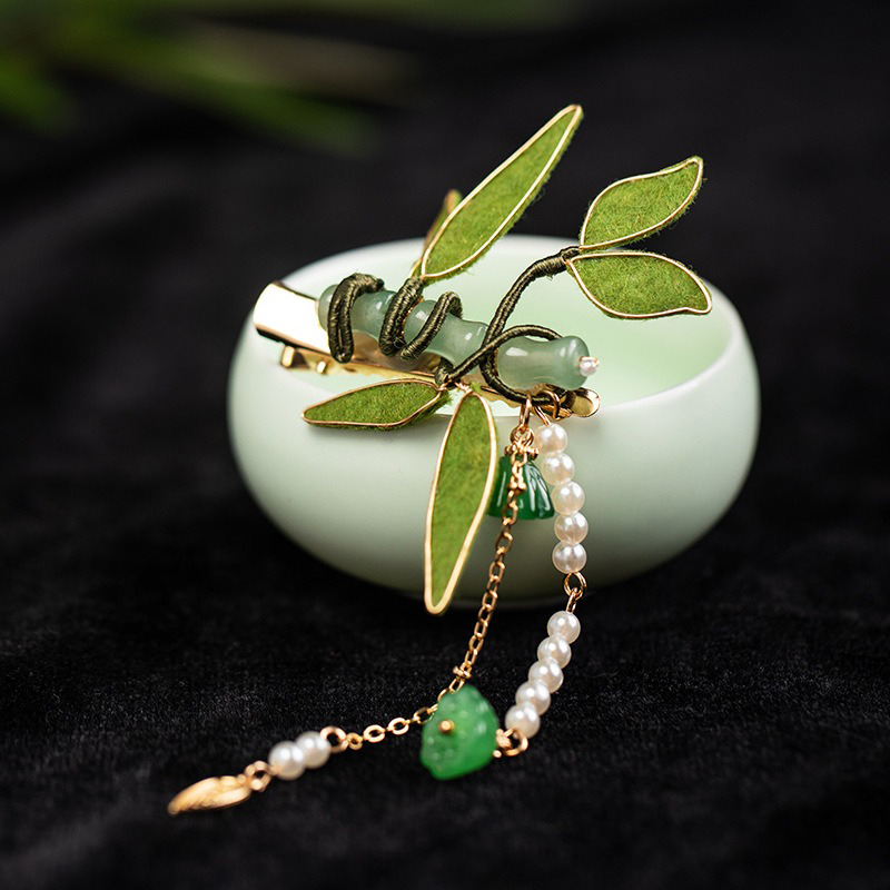 Hanfu-Headclip-Handmade-Bamboo-Leaf-Retro-Hair-Accessory-Cheongsam-Accessories-1 Hanfu Headclip Handmade Bamboo Leaf Retro Hair Accessory Cheongsam Accessories