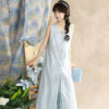 Ladies-Summer-Song-Dynasty-Style-Sleeveless-Square-Neck-Hanfu-Elegant-Suit-3 Ladies Summer Song Dynasty Style Sleeveless Square Neck Hanfu Elegant Suit
