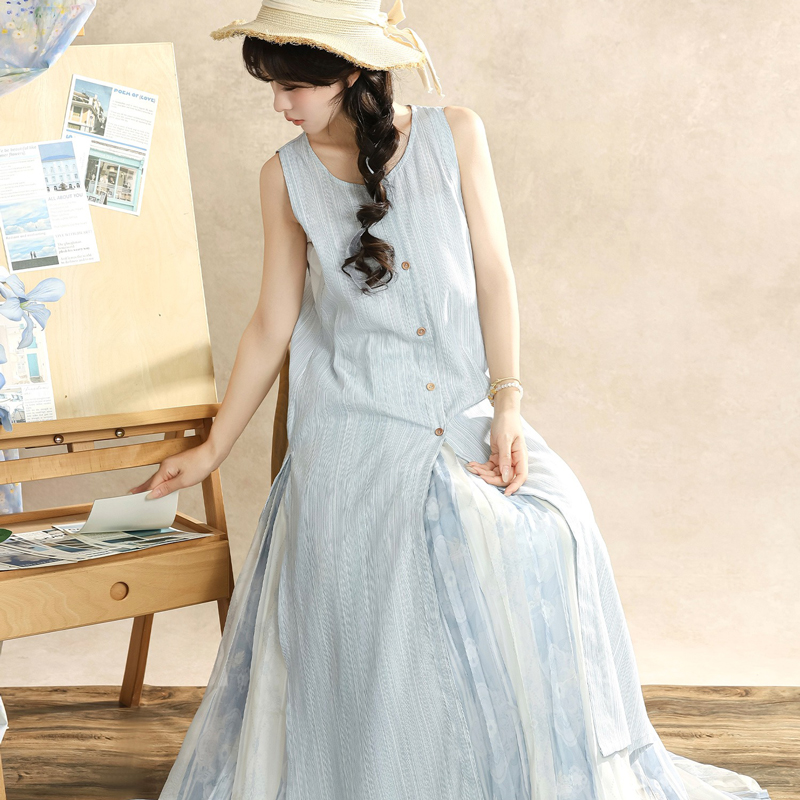 Ladies-Summer-Song-Dynasty-Style-Sleeveless-Square-Neck-Hanfu-Elegant-Suit-4 Ladies Summer Song Dynasty Style Sleeveless Square Neck Hanfu Elegant Suit