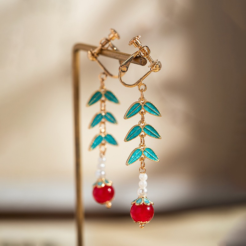 New-Chinese-style-Tassels-Earrings-Green-Leaf-Classical-Elegance-Earrings-Women-Style-4 New Chinese-style Tassels Earrings Green Leaf Classical Elegance Earrings Women Style