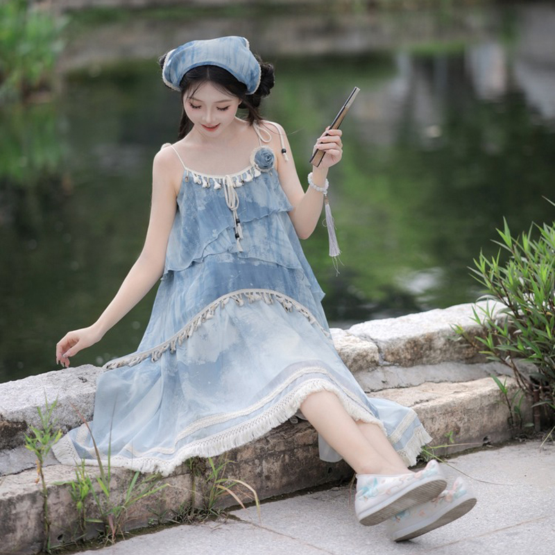 New-Style-Summer-Modified-Hanfu-Women's-Strapless-Dress-4 New Style Summer Modified Hanfu Women's Strapless Dress