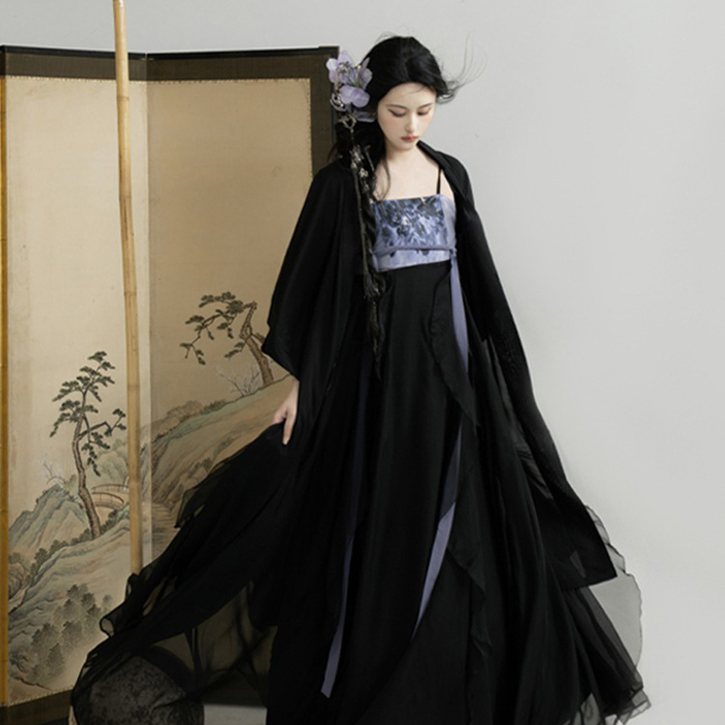Summer-Song-Dynasty-Women-Hanfu-Black-Dress-with-Lotus-Leaf-Theme-Fashion-Clothing-1 Summer Song Dynasty Women Hanfu Black Dress with Lotus Leaf Theme Fashion Clothing