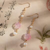 Women-Hanfu-Earrings-Pink-Rose-Flower-Cute-Ear-Accessories-2 Women Hanfu Earrings Pink Rose Flower Cute Ear Accessories