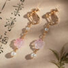 Women-Hanfu-Earrings-Pink-Rose-Flower-Cute-Ear-Accessories-3 Women Hanfu Earrings Pink Rose Flower Cute Ear Accessories