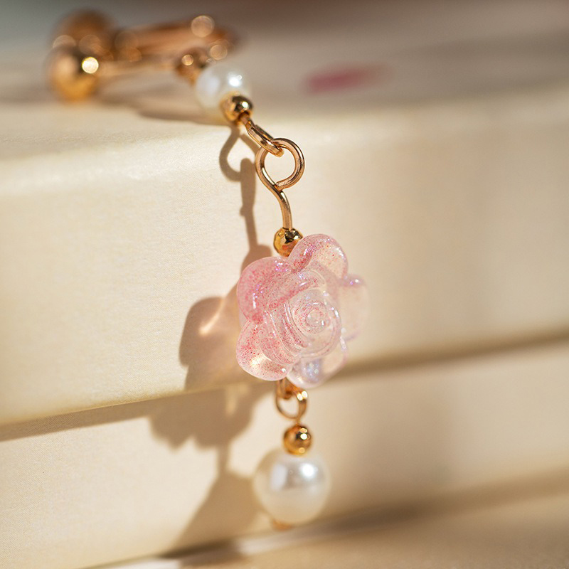 Women-Hanfu-Earrings-Pink-Rose-Flower-Cute-Ear-Accessories-4 Women Hanfu Earrings Pink Rose Flower Cute Ear Accessories